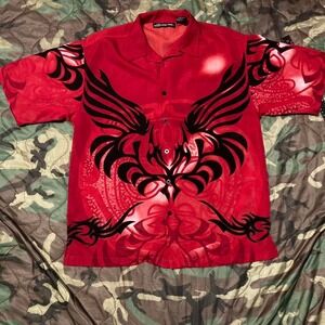No boundaries vtg y2k tribal button up shirt mens size‎ M/22